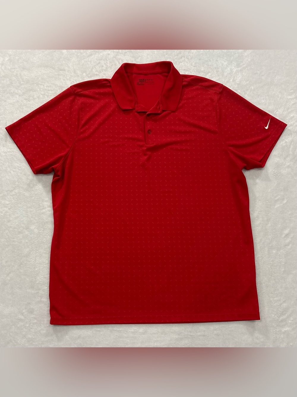 Nike Golf Dri-Fit Red Geometric Print Short Sleeve Polo Shirt Men’s Size 2XL
